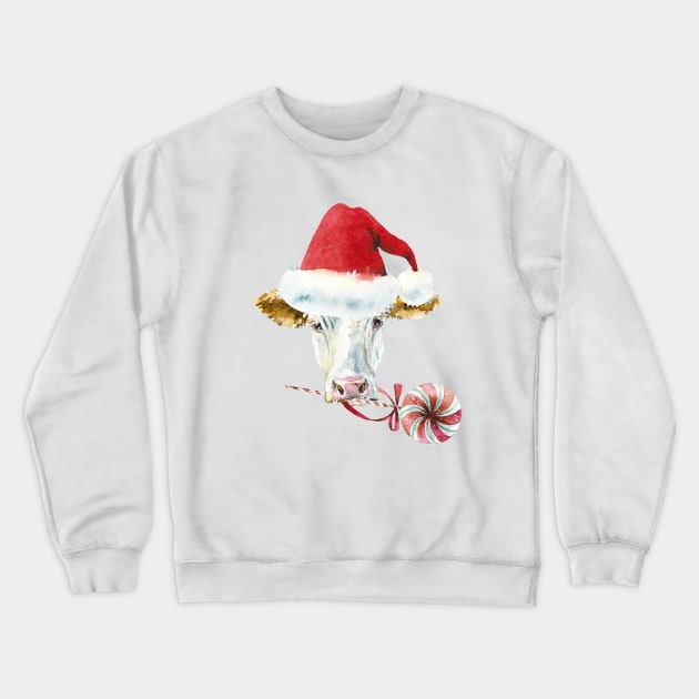 Christmas Cow Crewneck Sweatshirt by Peach Lily Rainbow